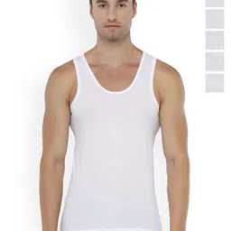 Rupa Jon Men Pack Of 6 Scoop Neck Pure Cotton Undershirt Vests - Jon_White-RN-6-75-picture-44