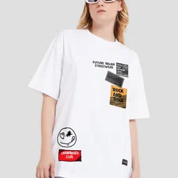 Underrated Club Women Printed Bio Finish Applique T-shirt-image-92