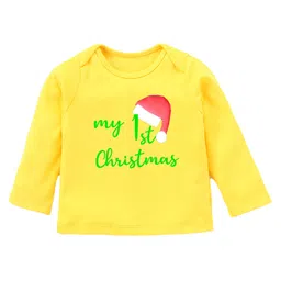 Kadam Baby Christmas Theme Full Sleeves My First Christmas Text Printed Tee - Yellow-picture-22