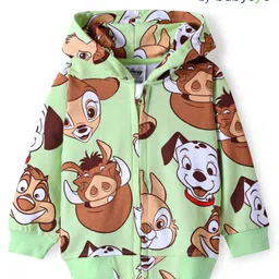 Babyhug Disney Terry Knit Full Sleeves Hooded Sweatjacket with Lion King Print - Light Green-picture-26