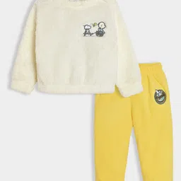 Mi Arcus Peanuts Featuring Full Sleeves Snoopy Patch Embroidered Coordinating Tee & Pajama Set - Cream & Yellow-picture-11