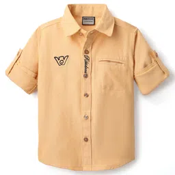 Rikidoos Full Sleeves Brand Name Embroidered Shirt - Peach-picture-33