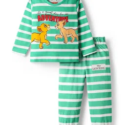 Babyhug Disney Single Jersey Full Sleeves Night Suit Set with Lion King Graphics - Light Green-image-53