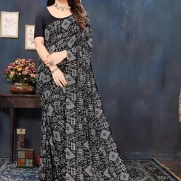 Moda Rapido Women Geometric Printed Pure Georgette Saree-picture-22