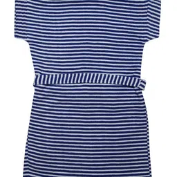 BUMZEE Half Sleeves Striped Bathrobe - Royal Blue image 3