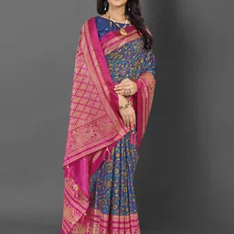 Mitera Ethnic Motifs Zari Pochampally Saree image 2