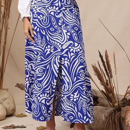 STREET 9 Printed Pure Cotton A-Line Maxi Skirt-picture-3