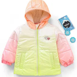 Babyhug Full Sleeves Hooded Jacket with Heart Patch - Pink image 3