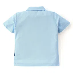 Babyhug Woven with Stretch Half Sleeves Three Pieces Party Suit with Bow -Navy Blue image 3