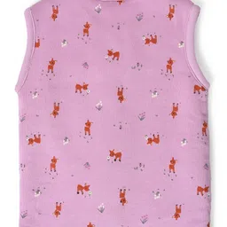 Mi Arcus Sleeveless Animal Printed Fur Lined Reversible Jhabla - Pink image 4