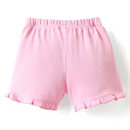 Babyoye 100% Cotton Knit With Eco Jiva Finish Swan & Floral Printed Shorts With Bow Applique Pack of 3 - Pink & Yellow image 3