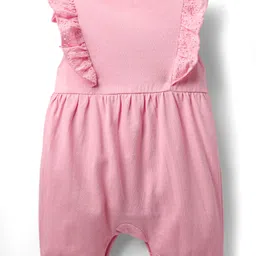 Babyhug 100% Cotton Single Jersey Knit Embroidered Romper With Headband - Pink image 3