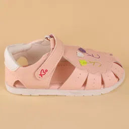 Babyoye Velcro Closure Sandals with Tulip Applique - Pink image 4