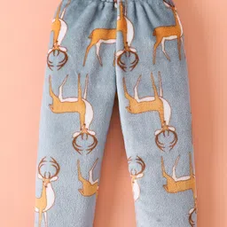 Mark & Mia Full Sleeves Winter Wear Co-ords Night Suit With Animal Print - Grey image 4