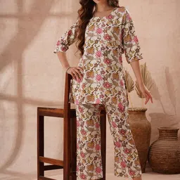 Moda Rapido Floral Printed Round Neck Tunic With Trousers Co-Ords-picture-32