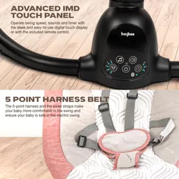 Baybee Automatic Electric Swing Cradle for New Born Baby with Adjustable Swing Speed, Remote | Infant Baby Rocker with Mosquito Net, Safety Belt, Music & Hanging Toys  (Pink) image 5