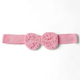 Babyhug 100% Cotton Single Jersey Knit Embroidered Romper With Headband - Pink image 5