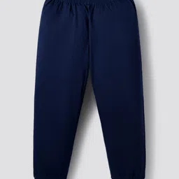 Primo Gino 100% Cotton Knit Full Raglan Sleeves Nightsuit With Atlanta Text Print - White & Navy Blue image 4