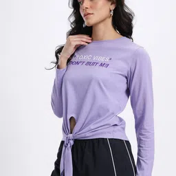 glitchez Typography Embroidered Front Knot T-shirt image 5