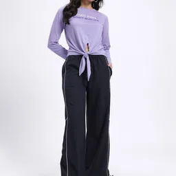 glitchez Typography Embroidered Front Knot T-shirt image 4