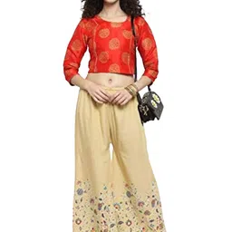 Aura Glam Women 2 Floral Printed Flared Ethnic Palazzos image 5