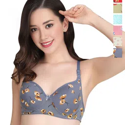 Liigne Women Pack Of 6 Floral Full Coverage Lightly Padded Bra-image-5