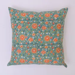 Jaipur Chintz Green Floral Printed Square Cushion Covers image 3
