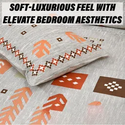 Aura Green & Grey Graphic Printed 160 TC King Bedsheet Set-2.72m x 2.29 m x 0.1 m image 4