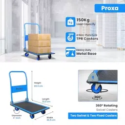 Proxa Folding Platform Truck 150 Kg Capacity Alloy Steel Caster without Bearings, PXA-SPC150 image 4