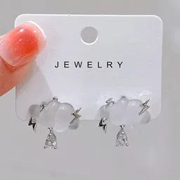 Estailo fashion Artificial Stones Studded Cloud Shaped Studs-image-31