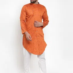 KLOTTHE Men Orange Printed Kurta image 2