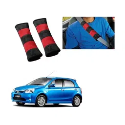Auto Pearl Seat Belt Cushion (Pack of 2, Black, Red) Compatible for Toyota Etios Liva-image-29