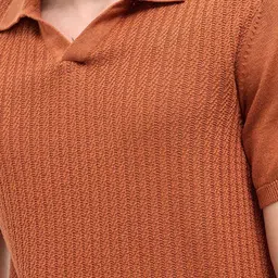 THE BEAR HOUSE Men Self Design Polo Collar Cotton Slim Fit T-shirt image 3