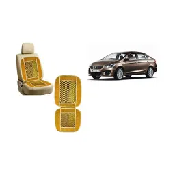Auto Pearl Car Wooden Bead Seat Cushion with Beige Velvet Border Compatible for Ciaz - Set of 2 Pcs-picture-22