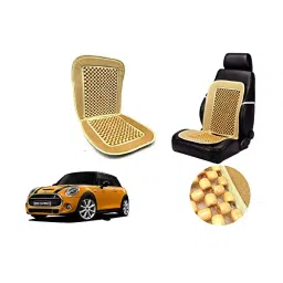 Auto Pearl Car Wooden Bead Seat Cushion with Beige Velvet Border Compatible for Mini Cooper-image-63