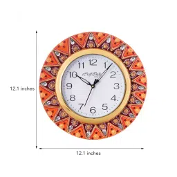 eCraftIndia KWC567 Geometric Shape Decorative Papier-Mache Wooden Handcrafted Wall Clock image 3
