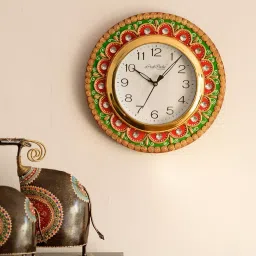 eCraftIndia KWC568 Crystal Studded Embellish Papier-Mache Wooden Handcrafted Wall Clock-image-61