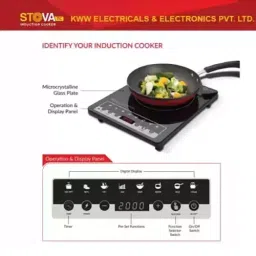 KWW INCO-2000 W-TC Stova TC-IC02 Induction Cooktop Crystal Glass Plate Black image 4