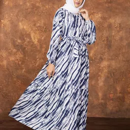 SARINKU Print PU Coated Crepe Formal Fit & Flare Maxi Dress image 5