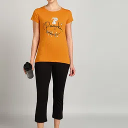 PAAVKI Printed Round Neck Comfortable Pure Cotton T-Shirt & Capris-picture-14