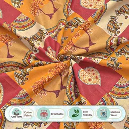 Myntra Elegant Homes Yellow & Red Ethnic Printed 300 TC King Bedsheet Set 2.50 m x 2.25 m image 5