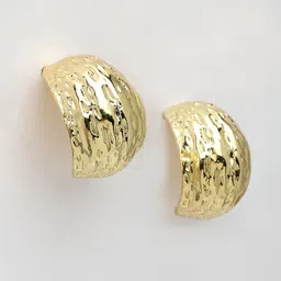 DressBerry Gold-Plated Textured Classic Half Hoop Earrings image 2