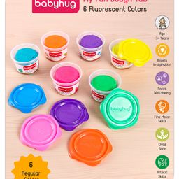 Babyhug My Fun Jumbo Dough Kit Fluorescent Colors with 12 Tools Pack of 6 - 720 g-image-17