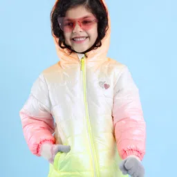 Babyhug Full Sleeves Hooded Jacket with Heart Patch - Pink-picture-38