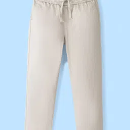 Pine Kids Cotton Elastane Woven Full Length Solid Color Trouser - Beige image 1