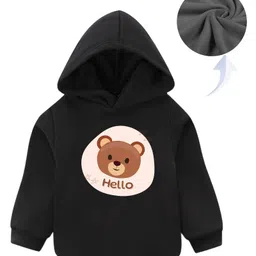 KAVEE Fleece Full Sleeves Teddy Bear Printed Hooded Sweatshirt - Black-picture-30