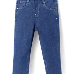 Babyhug Cotton Knit Full Length Washed Jeans With Stretch - Blue-image-95