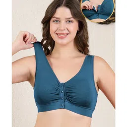 Zelena 95% Modal 5% Elastane Knit Sleeveless Solid Nursing & Feeding Non Padded Bra - Airforce-picture-18