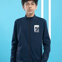 Technosport Woven Full Sleeves Be Your Own Hero Text Printed Sun Protection & Breathable Sports Jacket - Navy Blue-picture-16