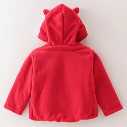 Kookie Kids Full Sleeves Hoodie With Fox Applique - Red & White image 2